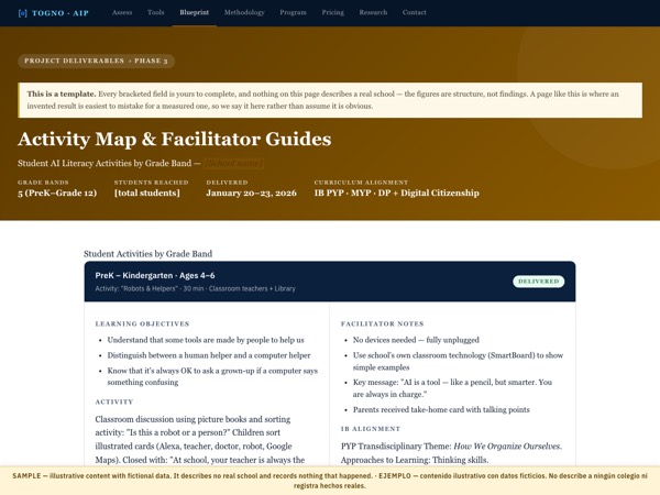 First page of the Activity Guides sample, marked SAMPLE